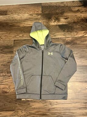 Under Armour Kids Gray Hoodie with Neon Yellow Accent